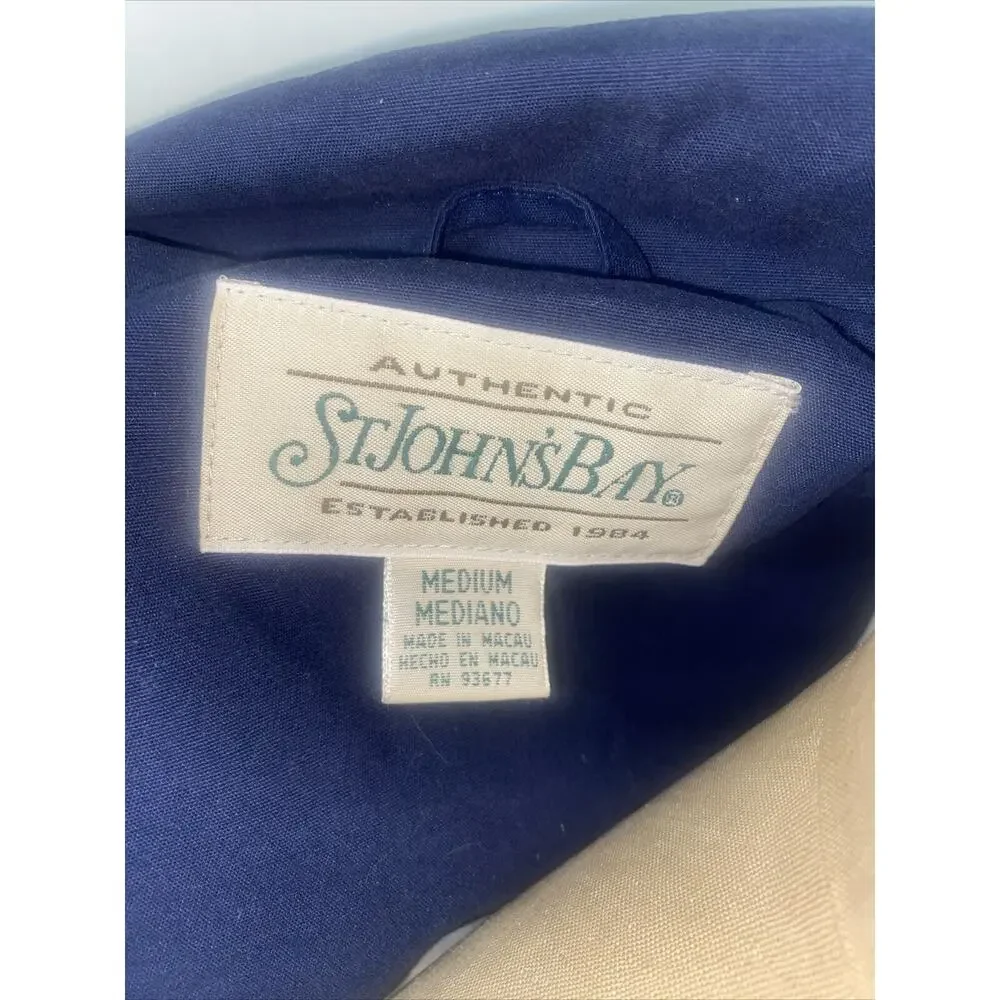 80s 90s St. John’s Bay Lined Collar All Weather Jacket Barn Chore Coat Sz Medium